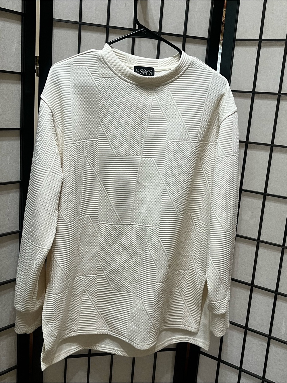 WOMENS SSYS THE LABEL Cream Crewneck Textured Knit Sweater SIZE S